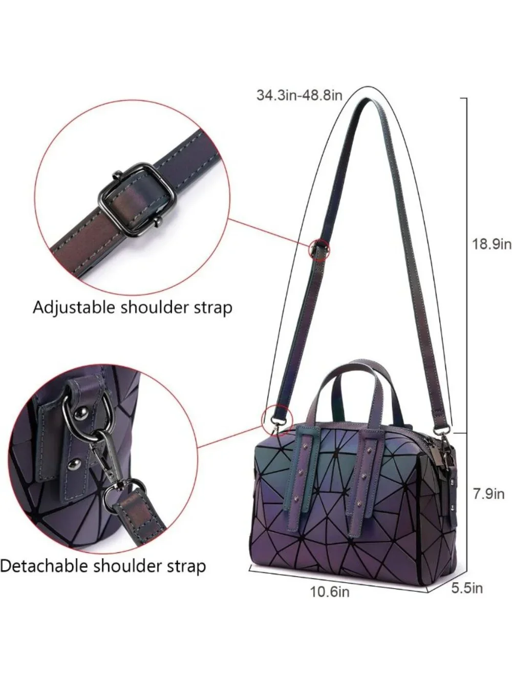 Luminous Geometric Holographic Crossbody Bag & Wallet - Stylish Women's Handbag